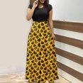 thumbnail image 1 of TIMIFIS Robes Maxi d'Halloween pour Femmes à Manches Courtes, Col Rond, Vintage, Halloween, Horreur, Citrouille Imprimée, Fête, Bal, Longue Robe Automne/hiver, 1 of 5