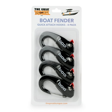 The Great Bungee Adjustable Boat Fender Clips Quick Attach Hooks 4 Pack