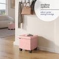 thumbnail image 6 of Hearth & Harbor Ottoman Storage Bench, Faux Leather 15" Foot Stool Ottoman With Storage, Pink, 6 of 8