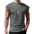 thumbnail image 4 of Mens Sleeveless Shirts Cotton Workout Tank Tops Cut Off Shirts Gym Muscle Loose Fit Tee Gray 2XL, 4 of 4