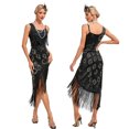 thumbnail image 4 of Vintage Great Gatsby Party Flapper Dress Sleeveless Sequins Tassel Dresses Cocktail Prom Size XS-3XL Long Skirt,Black,S, 4 of 9