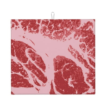 

Dish Drying Mats for Kitchen Counter - Striped Meat 16x18In Anti-Slip Absorbent Microfiber Drying Mat for Kitchen Counter Mat Dish Rack Mat with Hanging Loop