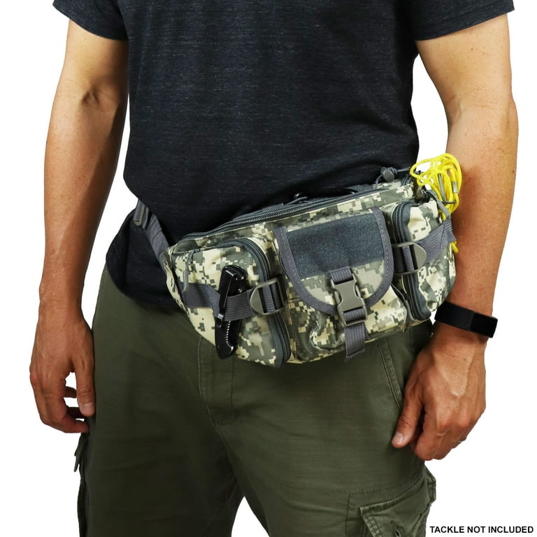OSAGE RIVER Fishing Fanny Pack, 900D Nylon Fishing Tackle Bag, Heavy Duty  Outdoor Waist Bag, Crossbody Bag for Freshwater or Saltwater Fishing Gear,  Camo 