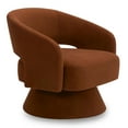 thumbnail image 3 of CHITA Swivel Fabric Accent Chair with Open Back&Wood Base,Modern Armchairs for Living Room Bedroom,Burnt Orange, 3 of 10