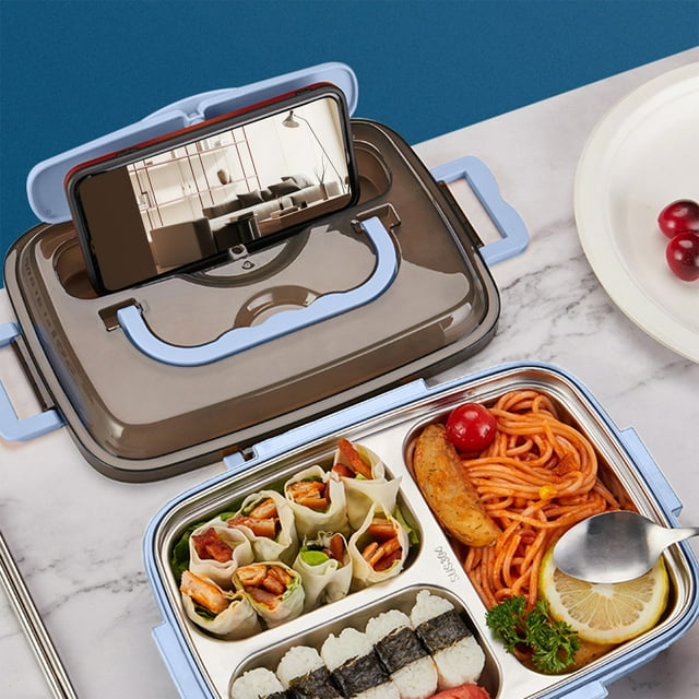TIMIFIS Bento Lunch Box Adult Lunch Box, 1000 ML 3-Compartment Bento Lunch Box For Kids, Lunch Containers For Adults Come With Chopsticks And Spoons, Leak Proof, Microwaveable -