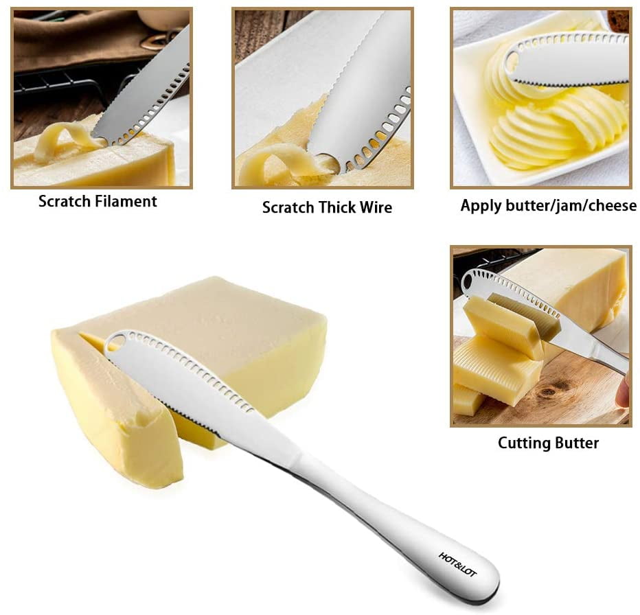 2 Pack Butter Knife Butter Spreader Multiuse With Stainless Steel Serrated Edge Shredding Slots Easy To Hold For Bread Butter Walmart Com Walmart Com