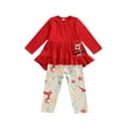 thumbnail image 2 of Kmbangi Baby Christmas Long Sleeve + Trouser Elk Embroidery Ruffle Clothes Set, 2 of 10