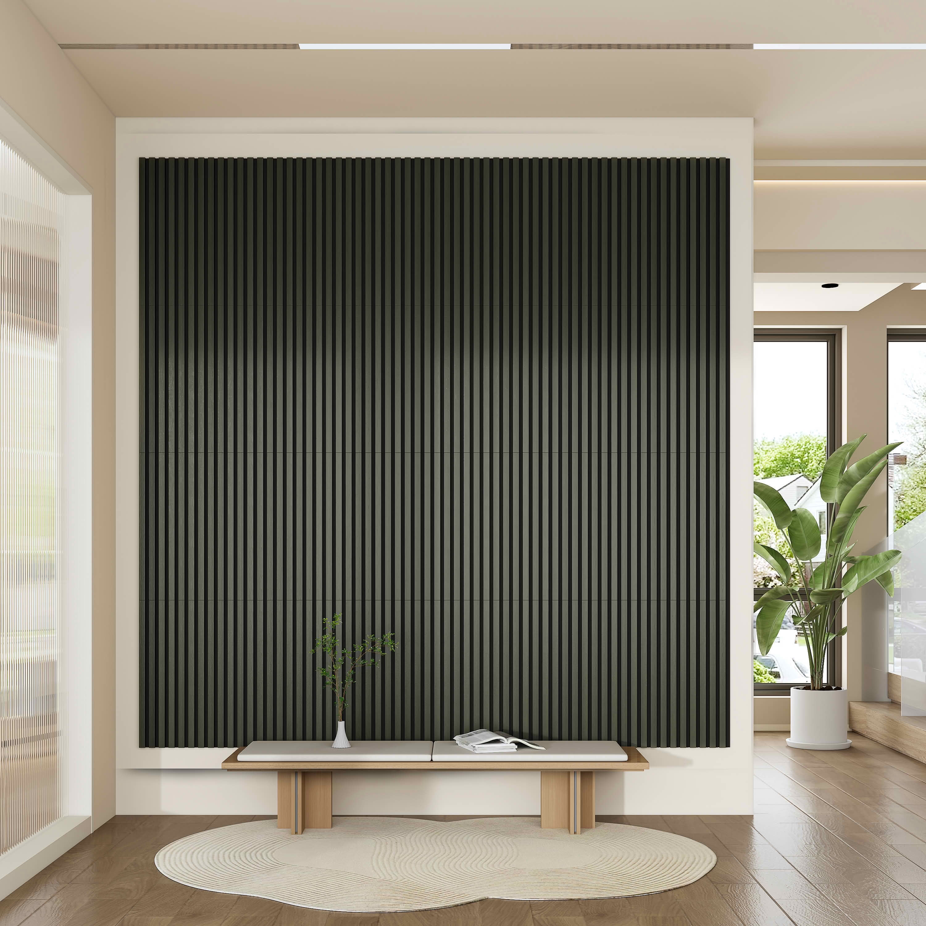 MAYEERTY Black Wood Veneer MDF Sound Absorbing Panel for Wall Decor, 24x24x1 Inch, 4 Pack