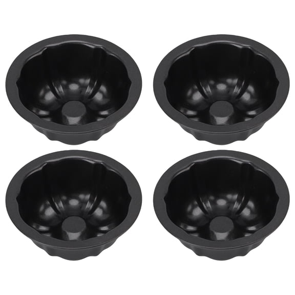 4-Piece Mini Flan Pan Set - 4-Inch Round Nonstick Pudding & Cake Molds