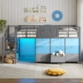 thumbnail image 5 of Twin Size Low Loft Bed with 9 Storage Drawers and LED Lights, Metal Loft Bed with Under-Bed Hideaway, Gray, 5 of 12