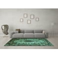 thumbnail image 3 of Ahgly Company Indoor Rectangle Medallion Turquoise Blue Traditional Area Rugs, 8' x 10', 3 of 4