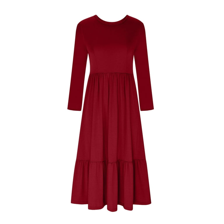 Patlollav Winter Womens Loose Dresses,Ladies Casual Long Sleeve Solid Classic  Dress - Walmart.com