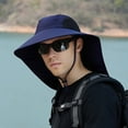thumbnail image 4 of Solid Colour Sunscreen Sun Hat Mesh Hole Breathable Large Shawl Fisherman Hat Hiking Sun Hat, 4 of 5