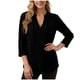 thumbnail image 1 of Tops de Manga Larga de las Mujeres Casual Color Sólido V Cuello Tres Cuartos de Manga Blusa Suave, 1 of 7