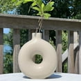 thumbnail image 5 of Modernist Infinity Ring Bud Vase, Beige Glazed, Matte Finish, Stoneware, O-Shape, 7.75 Inches, 5 of 6