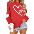 thumbnail image 4 of Valentines Day Long Sleeve Shirts for Women Cute Love Heart Print Graphic Crewneck Pullover Tops Holiday Outfits Sweatshirts, 4 of 9