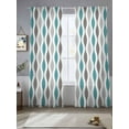 thumbnail image 2 of Cyan Turquoise Grey Sheer Curtains 108 Inches Long 2 Panels Medieval Print Light Filtering Semi Sheer Window Curtains Drapes for Bedroom Living Room 52"x108"x2, 2 of 7
