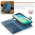 thumbnail image 4 of DG.MING for iPhone Air, 2-in-1 Crazy Horse Texture Phone Case with Removable Inner Back Cover, Strong Magnetic Attachment/Closure, Card Slots/Pocket, PU Leather Protective Solid Flip Wallet Case,Blue, 4 of 10