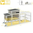 thumbnail image 3 of Gowoodhut Chicken Coop Mobile Wooden Hen House with Nesting Box,75" L Outdoor Chicken House with Wheels and Removable Tray,Fir Wood Chicken Tractor with 4 Ventilation Door and Ramp,Grey, 3 of 8
