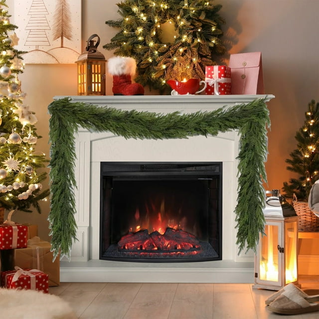 Adorno Navideño de Ratán | Corona Navideña de Plástico Verde | 150 Cm | Decoración Navideña para Interiores y Exteriores | 1 Unidad