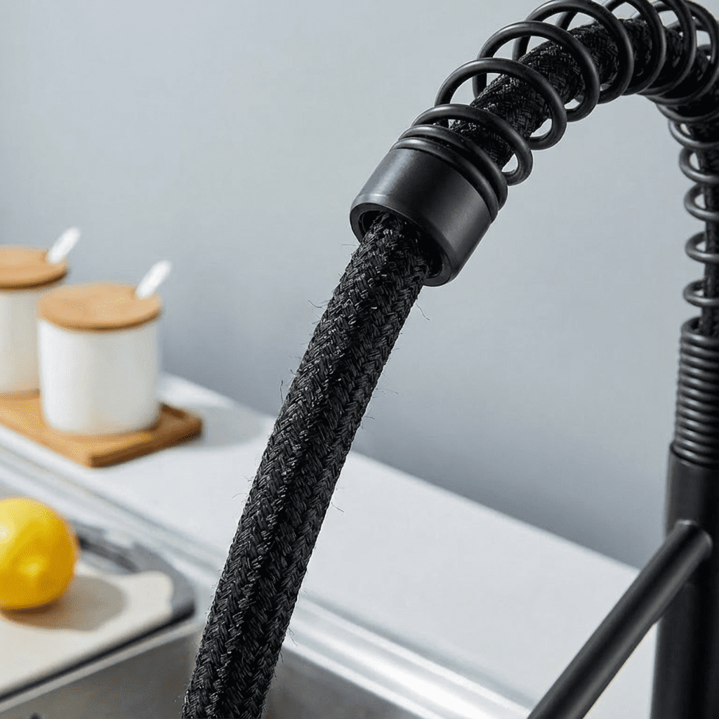 Kitchen Faucet with Pull Down Sprayer Industrial 1 Handle 1 Hole or 3 Hole Faucet for Farmhouse Camper Laundry Utility,Black