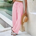thumbnail image 7 of Nestiefly Womens Striped Wide Leg Pants Summer Boho Palazzo Pants Causal Elastic High Waist Long Flowy Lounge Trousers with Pockets Pink 2XL, 7 of 7