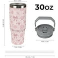 thumbnail image 3 of 30 Oz Insulated Tumblers with Flip Straw Lid Top Handle Striped Bows Pink Leakproof Reusable Vacuum Stainless Steel Travel Coffee Mug for Car, 3 of 6