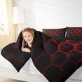 thumbnail image 4 of jejeloiu Geometric Honeycomb Pattern Queen Comforter Set,Red Black Hexagon Bedding Comforter Set For Boys Kids Reversible 3 Pieces, 4 of 8