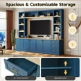 thumbnail image 4 of 102.3"W Farmhouse 4-Piece Entertainment Center Wall Unit with Bookshelves, Modern Large TV Stand with 6 Drawers for TVs Up to 75", Rustic Media Console with Adjustable Shelves for Living Room, Blue, 4 of 7