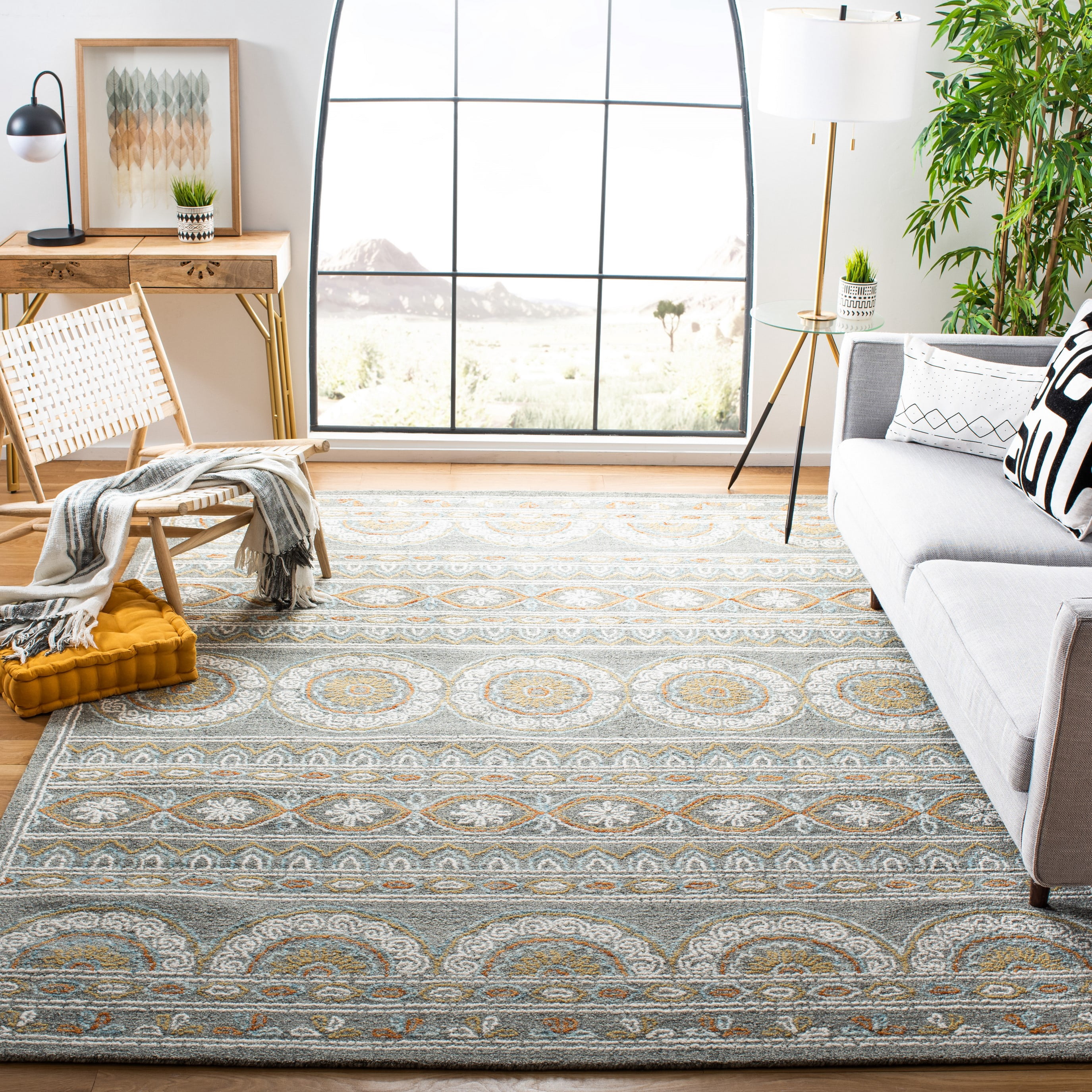 SAFAVIEH Blossom Dacre Floral Area Rug, Grey/Ivory, 10' x 14'