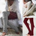 thumbnail image 3 of Calentadores de pierna alta hasta el muslo con lazo de punto de ganchillo de invierno para mujer con calcetines largos para botas con cordón, 3 of 5
