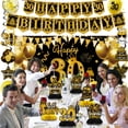 thumbnail image 2 of Mxdfafa 39Pcs 30th Birthday Decorations Kit Black Gold Glitter Party Supplies with Banner,Balloons,Backdrop,Honeycomb Centerpieces,Hanging Swirls for Men Women 30th Bday Anniversary Celebration, 2 of 7