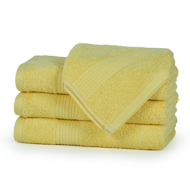 Luxurious Cotton 600GSM Hand Towels 18x28 inch by Ample Decor - 12 Pcs - Yellow