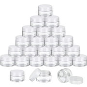 SATINIOR 36 Packs Plastic .. Jars Round Clear Leak .. Proof Cosmetic Container Jars .. with Inner Liners and .. Black Lids for Lotions .. Ointments Travel Make Up .. Storage (1 oz, White)