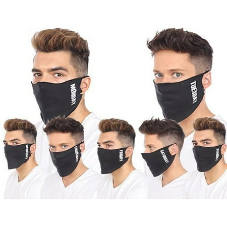 Washable Disposable 7 Day Pack Face Masks, 2 Ply Adjustable Color Mask, 7 Pack, One Size Fits All (OSFA)