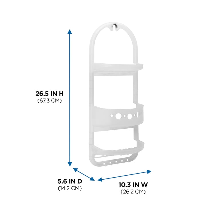 Mainstays Large Over-the-Shower Caddy with 2 Shelves, White photo 6