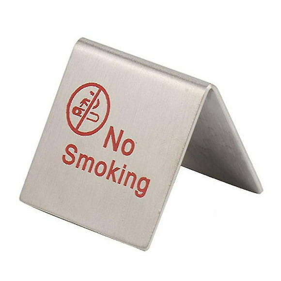 Jikaix No Smoking Sign Stainless Steel Double Sides Noticeable Clear Printed Stable Non-smoking Warning Sign For Restaurant