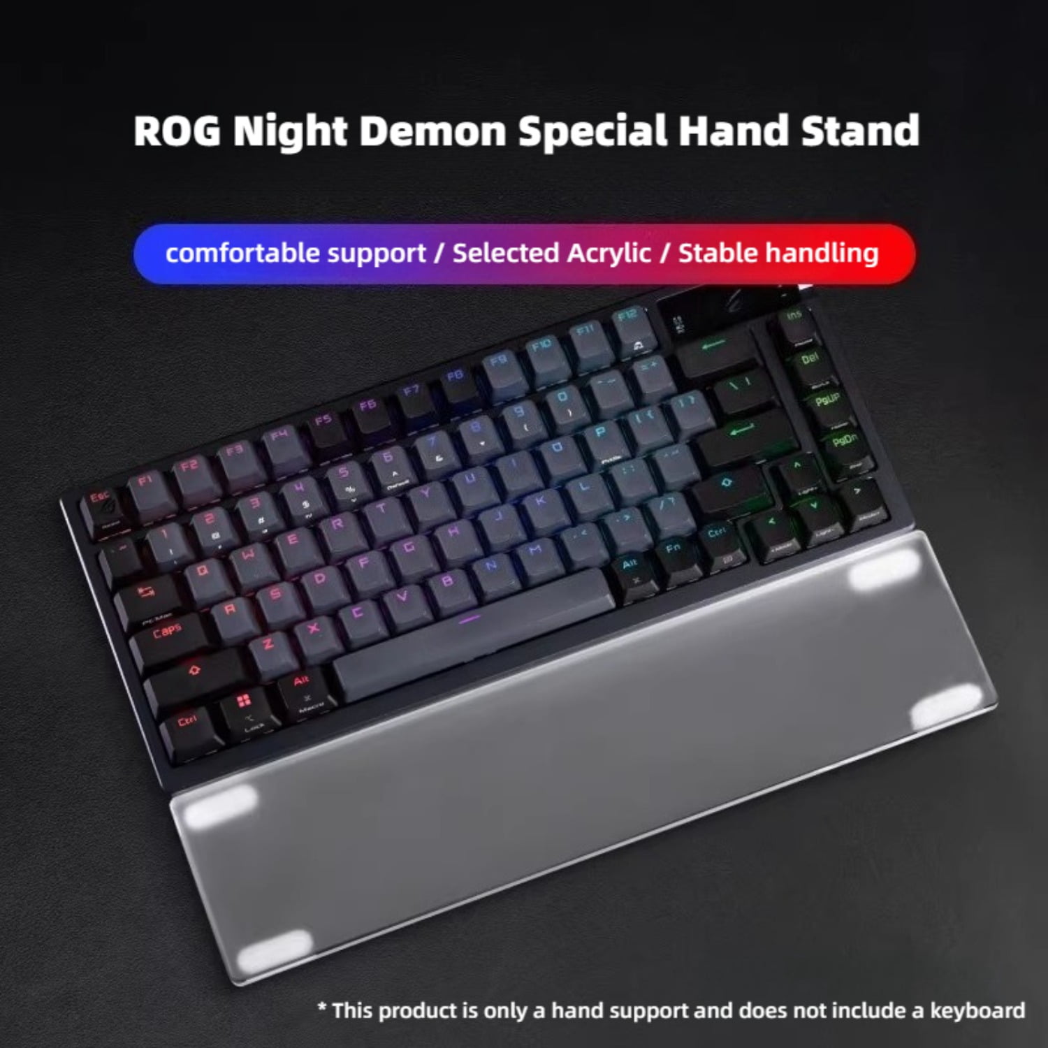 Acrylic Wrist Rest for ROG Azoth Extreme & ROG Azoth, Ergonomic Palm Support Pad for ROG Mechanical Gaming Keyboards, Clear Hand Rest