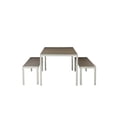 thumbnail image 2 of Benzara Straightforwardly Trendy Anodized Aluminum Table And Bench Set In Gray (Set of 3), 2 of 3
