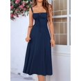 thumbnail image 4 of Midi Corset Dress Flowy Slit Lace Up Dresses for Women Tea Party A Line Casual Sundress Navy Blue XL, 4 of 8