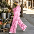 thumbnail image 7 of Asxite Womens Pajama Pants Plaid Print Elastic Waist Straight Leg Loose Breathable Bottoms, 7 of 7