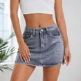 thumbnail image 2 of Ediodpoh Carnival Denim Mini Skirt High Waist Fitted A Line with Rhinestone Design Skirts for Women Blue L, 2 of 4