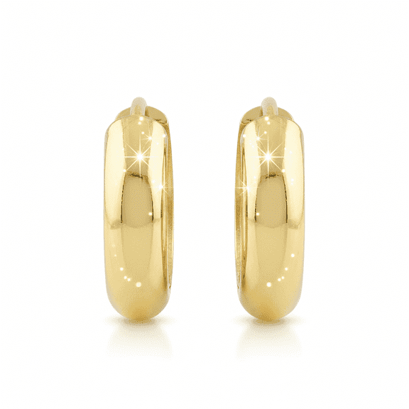 Vinali 14K Solid Gold Wide Huggie Hoop Earrings - (18mm x 4mm)