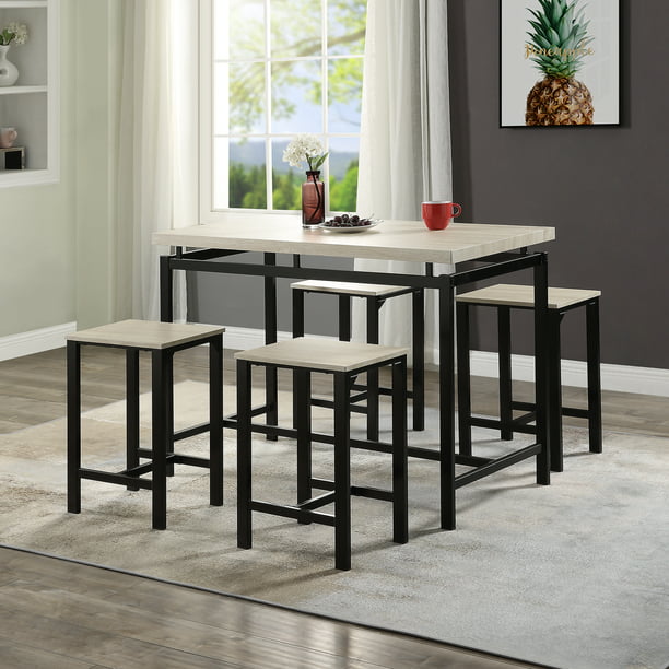 5 Piece Dining Set with Counter and Pub Height, Bar Set, Dining Table