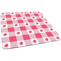 Checkered Fitted Polyester Tablecloth Square, Red White Lattice Elastic Edge Home Decor Table Cover, Stain Resistant Washable Table Clothes for Family Holiday Party Use, Fits 34"x34" Table