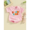 thumbnail image 3 of JYYYBF Baby Bubble Romper Colorful Letter Embroidery Rolled Up Short Sleeve Bodysuit Infant Summer Tops, 3 of 8