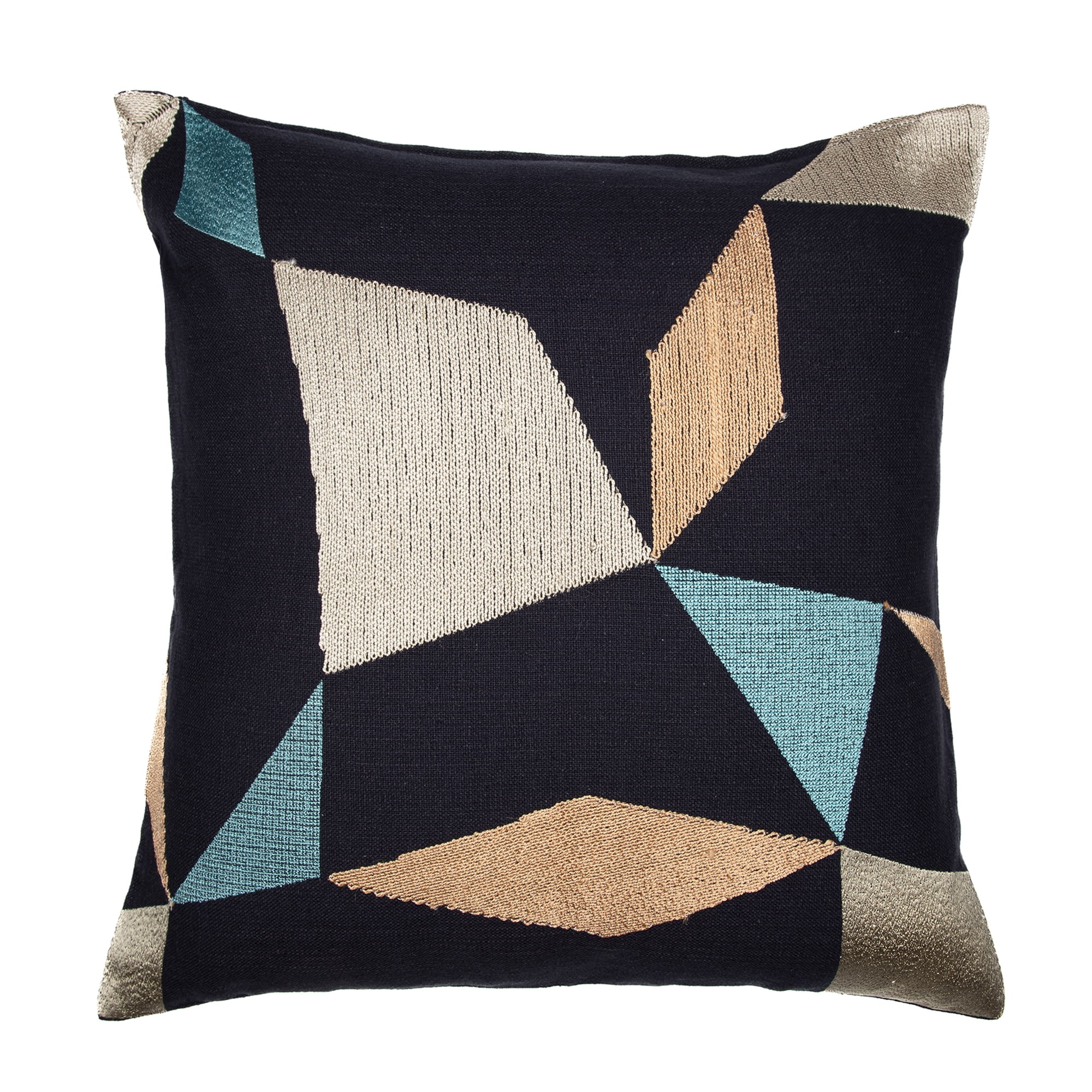 Ox Bay Stacy Garcia 20" x 20" Black/Beige Embroidered Geometric Adult Decorative Throw Pillow Cover