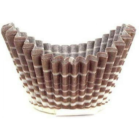 Novacart Boat-Shape Glassine Paper Condiment Candy Party Cup 1.31" Highest Point, 0.31" Lowest Point, 1.75" Bottom Diameter, Brown-Striped Exterior - Box of 2000