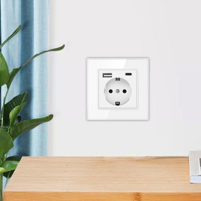 Adaptador de pared Hugo enchufe eléctrico estándar de la UE panel de corriente blanco