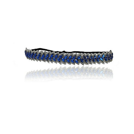 - Royal Blue and Silver Rhinestone Headband, Gatsby, Roaring 20's, Fashion, Rhinestone Headband, Bohemian, Beach, Rhinestones Adjustable Stretch Band